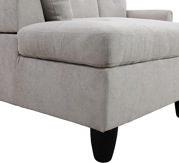 NicBex L Shaped Couch Sectional Couches for Living Room 2 Pieces Modern Sectional Sofa with Left Chaise Sectional Couch with Solid Frame for Living Room, Fluffy Fabric, Light Grey
