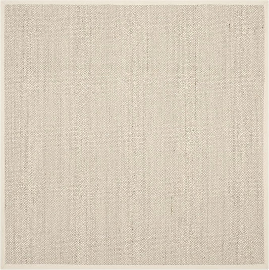 Safavieh Area Rug 12' Square - Natural Fiber Collection - Marble & Beige, Sisal, Woven Design with Border (NF143C)