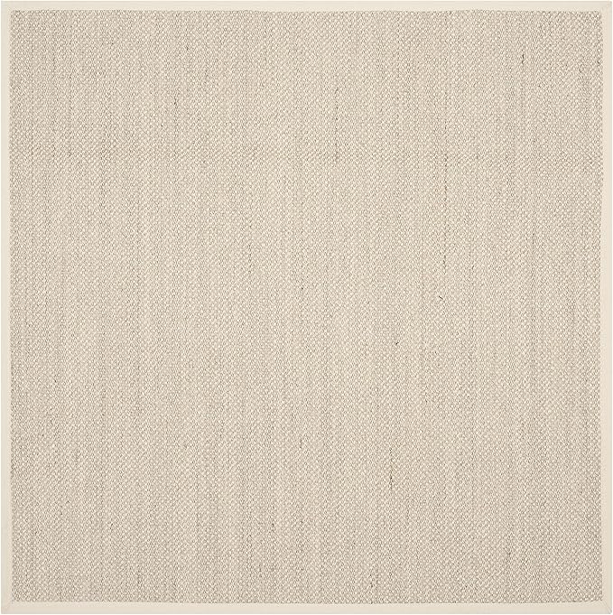 SAFAVIEH Area Rug 11' Square - Natural Fiber Collection - Marble & Beige, Sisal, Woven Design with Border (NF143C)