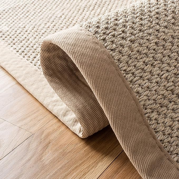SAFAVIEH Area Rug 10x14 - Natural Fiber Collection - Large - Marble & Linen Color, Sisal, Woven Design with Border (NF143B)