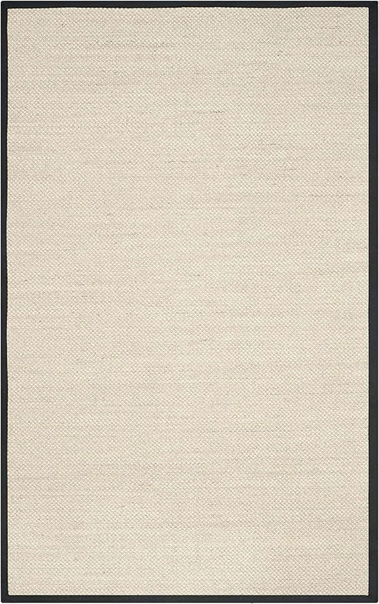 Safavieh Area Rug 6x8 - Natural Fiber Collection - Marble & Black, Sisal, Woven Design with Border (NF143A)