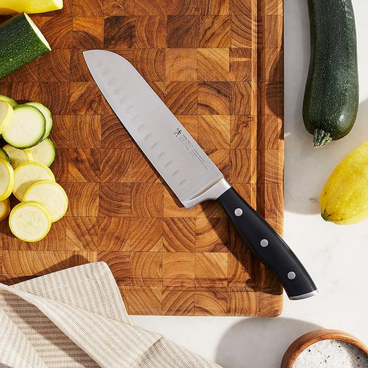 Henckels Forged Accent 7-inch Hollow Edge Santoku Knife, Black
