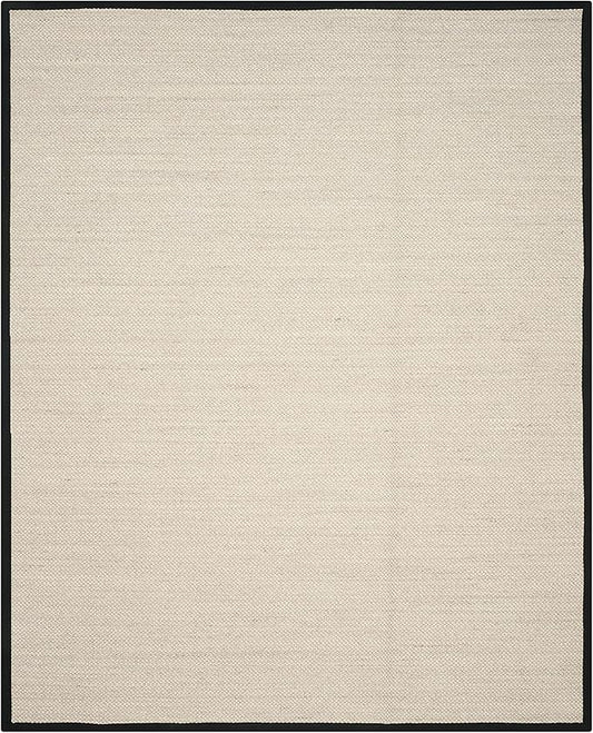 SAFAVIEH Area Rug 11x15 - Natural Fiber Collection - Large - Marble & Black, Sisal, Woven Design with Border (NF143A)
