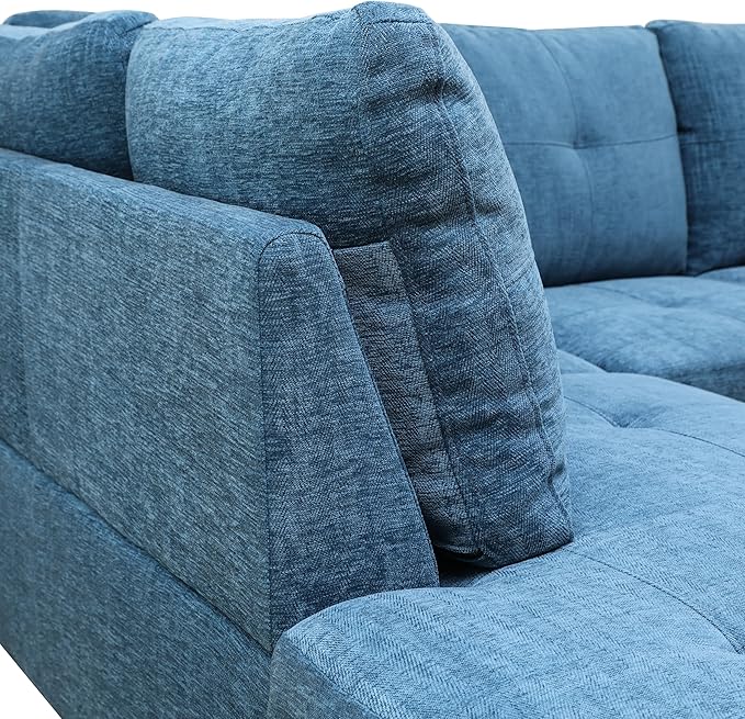 NicBex L Shaped Couch Sectional Couches for Living Room 2 Pieces Modern Sectional Sofa with Left Chaise Sectional Couch with Solid Frame for Living Room, Flannel, Blue