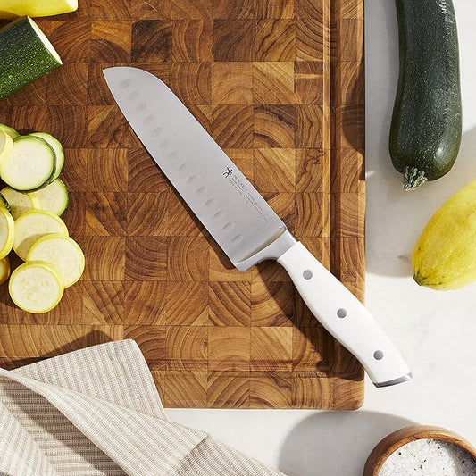HENCKELS Forged Accent Razor-Sharp 2-pc Santoku Knife Set, White Handle, German Engineered Informed by 100+ Years of Mastery