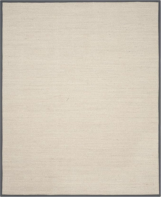 SAFAVIEH Area Rug 11x15 - Natural Fiber Collection - Large - Marble & Dark Grey, Sisal, Woven Design with Border (NF143D)