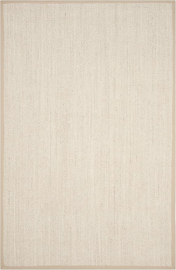 SAFAVIEH Area Rug 8x10 - Natural Fiber Collection - Large - Marble & Linen Color, Sisal, Woven Design with Border (NF143B)