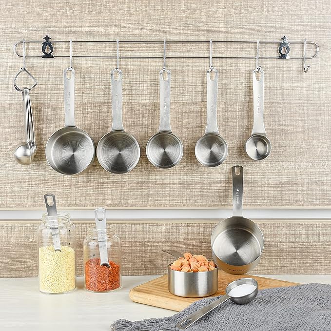 Smithcraft Measuring Cup Set of 8 Stainless Steel Measuring Cups18/8(304) Steel Material Heavy Duty 8 Measuring Cups and 1 Ring Set of 9