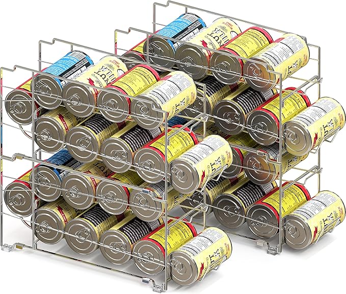 Simple Houseware Front Loading Can Dispenser, 4 Pack, Chrome