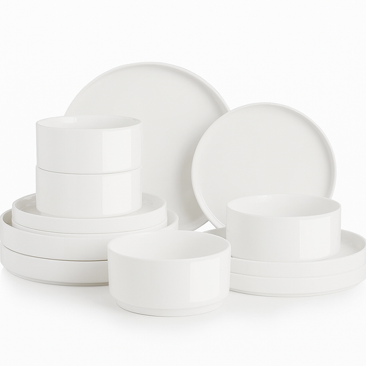 12-Piece Plates and Bowls Sets