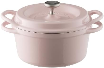 Vermicular Oven Pot | Non-Toxic Enameled Cast Iron Pot | 14cm (0.9 Qt) | Oven-safe | Induction-compatible | Dutch Oven | Made in Japan | Serves 1 | Pearl Pink