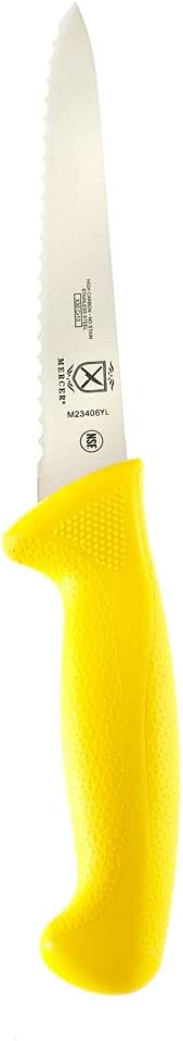 Mercer Culinary Millennia Color Handle Cutlery 6" Utility Knife (Wavy Edge) Yellow