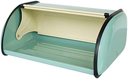SOTECH Metal Bread Box with Roll Top Vintage Breadbox for Kitchen Countertop Retro Bread Bin Holder Counter Farmhouse Bread Storage Container Blue