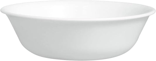Corelle Vitrelle 4-Pieces 18-Oz Soup/Cereal Bowls Chip & Crack Resistant Glass Dinnerware Set Bowls, Winter Frost White