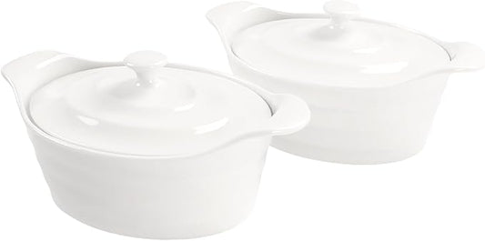 Casserole Dish 25 oz, French Onion Soup Ceramic Bakeware Set with Lids, Ceramic Mini Cocotte Set, Baking Dish with Lids and Handles, Microwave, Dishwasher, Oven Safe 9.6 Inch