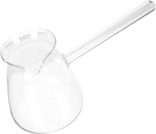 Angoily Turkish Coffee Pot Glass Milk Warmer Pot Mini Saucepan Soup Butter Warmer Chocolate Melting Small Cookware For Heating Smaller Liquid Portions 450ml