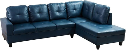 NicBex L Shaped Couch Sectional Couches for Living Room 2 Pieces Modern Sectional Sofa with Right Chaise Sectional Couch with Solid Frame for Living Room, Semi PU Leather, Peacock Blue
