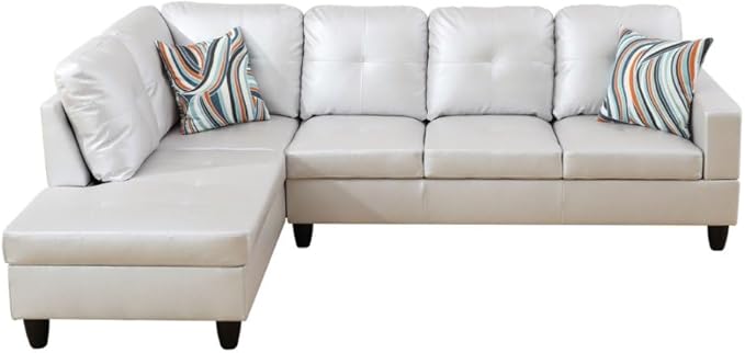 NicBex L Shaped Couch Sectional Couches for Living Room 2 Pieces Modern Sectional Sofa with Left Chaise Sectional Couch with Solid Frame for Living Room, Semi PU Leather, Silver Grey