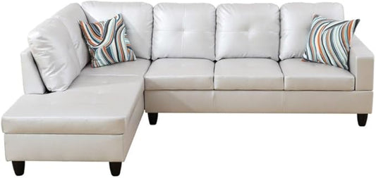 NicBex L Shaped Couch Sectional Couches for Living Room 2 Pieces Modern Sectional Sofa with Left Chaise Sectional Couch with Solid Frame for Living Room, Semi PU Leather, Silver Grey