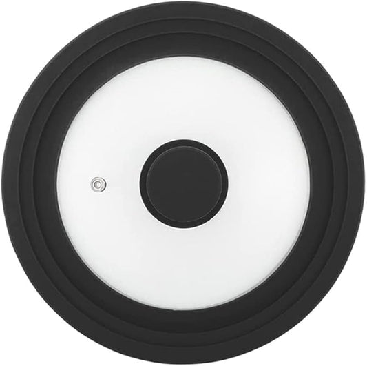 Universal Lid for Pots,Pans And Skillets,HR Huare Technology Tempered Glass with Heat Resistant Silicone Rim,Dishwasher Safe,Fit Cookware 11”,12”, 12.5”, Black,1 Pack