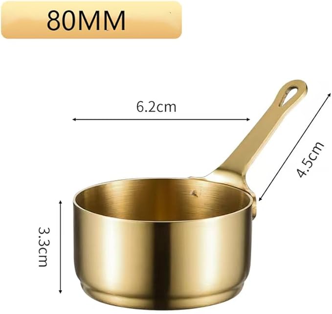 Mini Sauce Pan, Stainless Steel Sauce Pan Chocolate Melting Pot Vinegar Dipping Bowls Barbecue Sauce Bowl Mini Butter Coffee Milk Warmer Pot for Coffee Tea Soup Warming 2PCS (80ML)