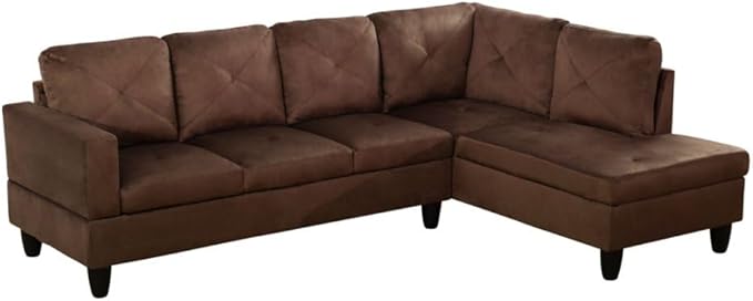 NicBex L Shaped Couch Sectional Couches for Living Room 2 Pieces Modern Sectional Sofa with Right Chaise Sectional Couch with Solid Frame for Living Room, Microfiber, Brown
