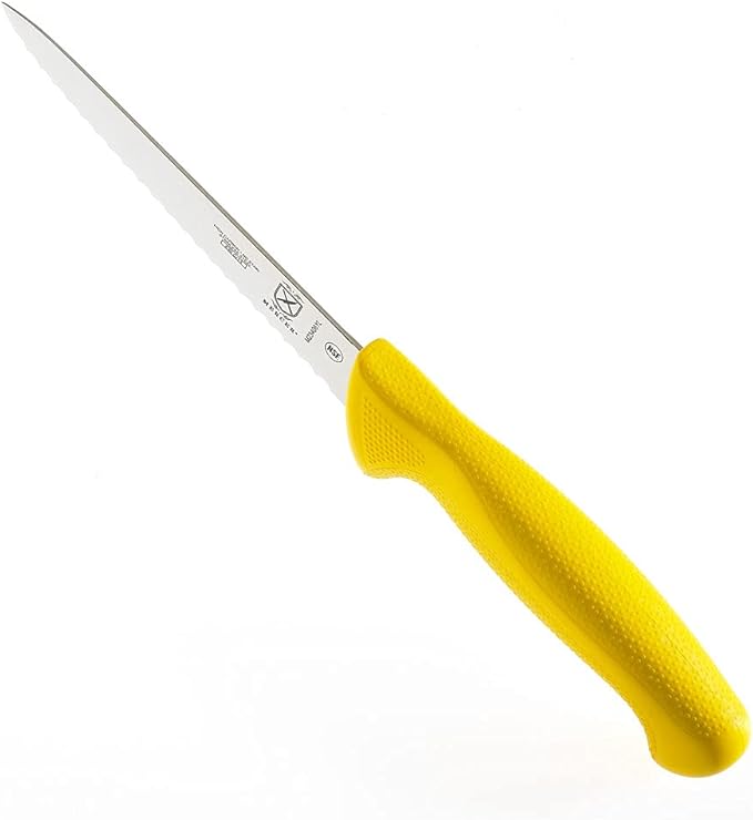 Mercer Culinary Millennia Color Handle Cutlery 6" Utility Knife (Wavy Edge) Yellow