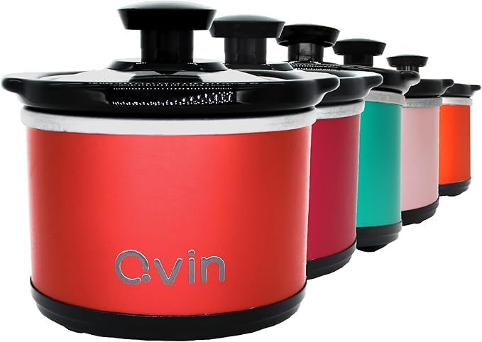 Mini Slow Cooker 0.65qt(20oz) warmer, fondue pot set,chocolate melting pot (stainless steel)… (red)
