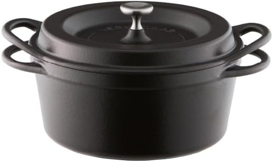 Vermicular Oven Pot | Non-Toxic Enameled Cast Iron Pot | 18cm (1.8 Qt) | Oven-safe | Induction-compatible | Dutch Oven | Made in Japan | Serves 1-2 | Matte Black
