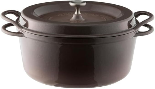 Vermicular Oven Pot | Non-Toxic Enameled Cast Iron Pot | 26cm (5.3 Qt) | Oven-safe | Induction-compatible | Dutch Oven | Made in Japan | Serves 5-6 | Pearl Brown