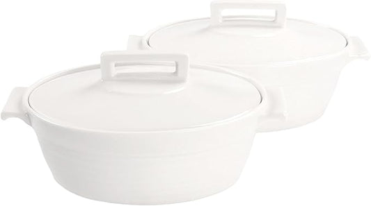 Casserole Dish 22 oz, French Onion Soup Ceramic Bakeware Set with Lids, Set of 2 Ceramic Mini Cocotte Set, Baking Dish with Lids and Handles, Microwave, Dishwasher, Oven Safe 8.3 Inch