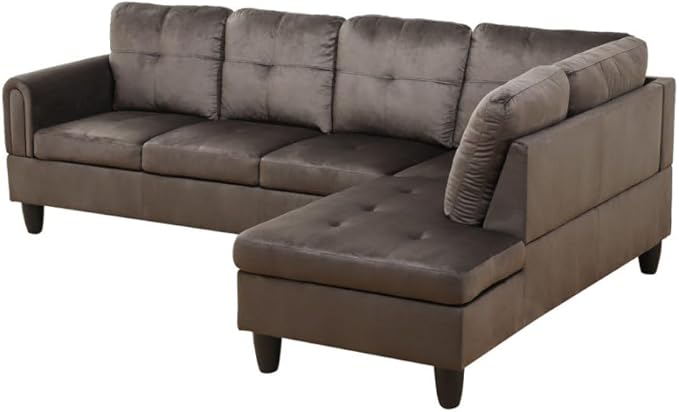 NicBex L Shaped Couch Sectional Couches for Living Room 2 Pieces Modern Sectional Sofa with Right Chaise Sectional Couch with Solid Frame for Living Room, Flannel, Dark Brown