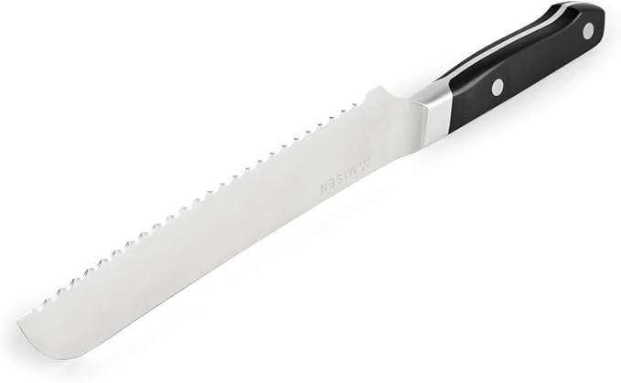 Misen Serrated Bread Knife – High-Carbon Japanese AUS8 Steel – Effortless Slicing of Bread, Pastries, and Fruits – Razor-Sharp Edge and Durable Blade with Ergonomic Handle - 8", Black