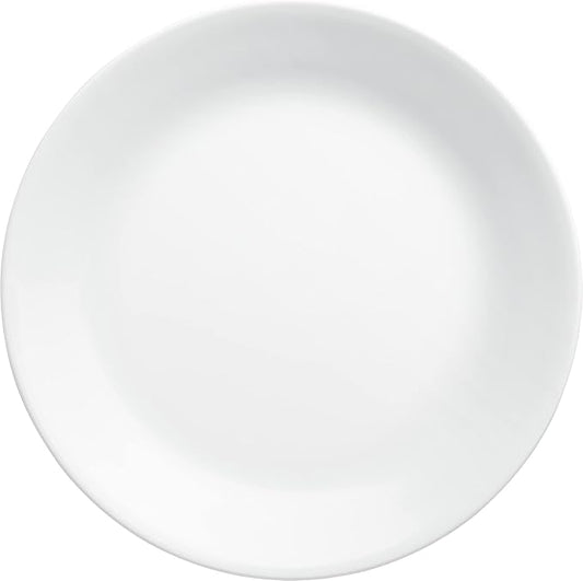 Corelle Vitrelle 4-Pieces 10.25" Glass Dinner Plates Chip & Crack Resistant Glass Dinnerware Set Plates, Winter Frost White