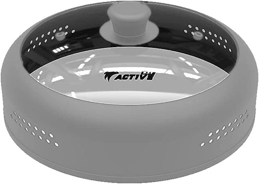 Microwave Cover for Food, Silicone and Glass Splatter Guard Lid for 6–7–8–9-10-11-12 inch Plates & Bowls. By EZY ACTIVE (Gray)