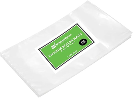 Fresh Hero 18 x 10 Inch Vacuum Sealer Bags, 100 Food Storage Bags - 3 mil Thick, Microwavable, Clear Plastic Sous Vide Bags, Freezable, For Storing Food Or Sous Vide Cooking - Restaurantware