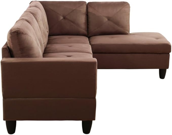 NicBex L Shaped Couch Sectional Couches for Living Room 2 Pieces Modern Sectional Sofa with Right Chaise Sectional Couch with Solid Frame for Living Room, Microfiber, Brown