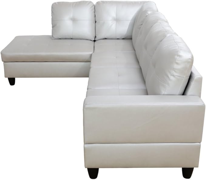 NicBex L Shaped Couch Sectional Couches for Living Room 2 Pieces Modern Sectional Sofa with Left Chaise Sectional Couch with Solid Frame for Living Room, Semi PU Leather, Silver Grey