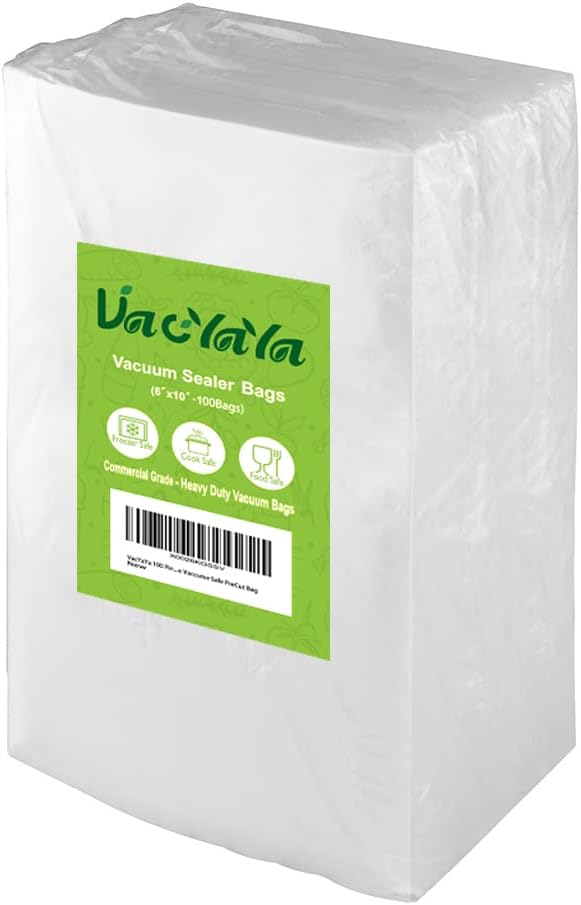VacYaYa 100 Pint 6 x 10 Inch Freezer Food Vacuum Sealer Storage Bags Size,Vac Seal a Meal Bags with BPA Free and Heavy Duty Sous Vide Vaccume Safe PreCut Bag