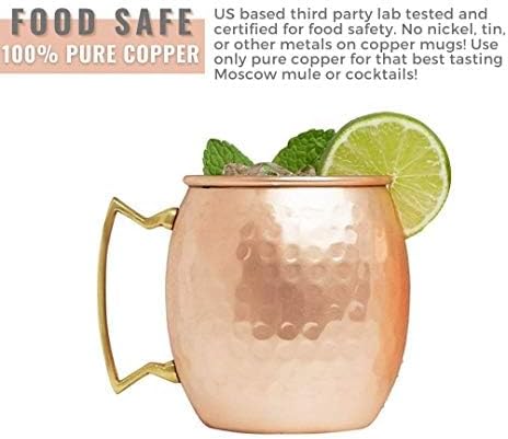 [Gift Set] Moscow Mule Copper Mugs Set of 12 (16oz) w/Straws & Jigger | 100% Pure Copper Cups, Tarnish-Resistant Food Grade Lacquered Finish, Ergonomic Handle (No Rivet) w/Solid Grip