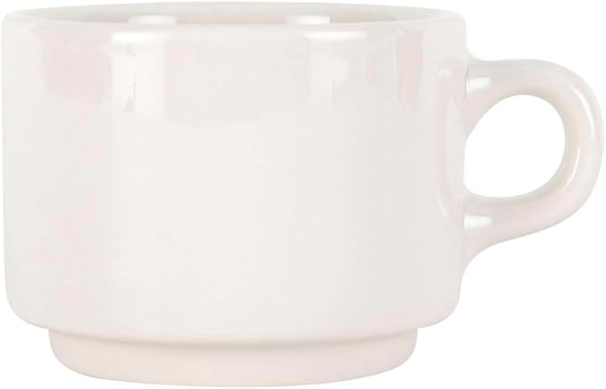 Tuxton Columbia Eggshell 12-Ounce Latte Mug, Case of 24, White; Scratch Resistant; Chip Resistant; Lead & Cadmium Free; Dishwasher, Microwave, Oven Safe