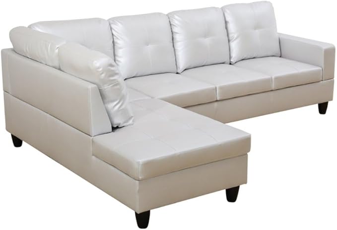 NicBex L Shaped Couch Sectional Couches for Living Room 2 Pieces Modern Sectional Sofa with Left Chaise Sectional Couch with Solid Frame for Living Room, Semi PU Leather, Silver Grey