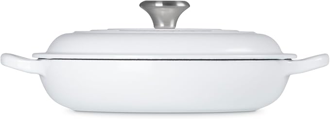 Le Creuset Enameled Cast Iron Signature Braiser, 1.5 qt., White Signature Stainless Knob