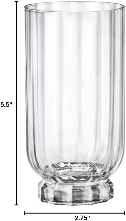 Bormioli Rocco Florian 14.5 oz. Highball Cocktail Beverage Drinking Glasses, Clear, Set of 4