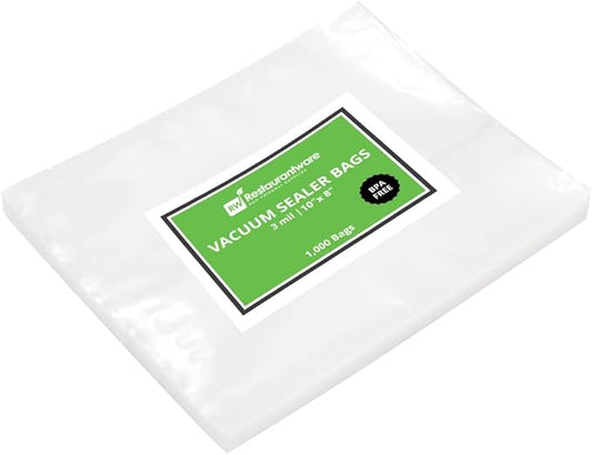 Restaurantware Fresh Hero Clear Plastic Vacuum Packaging Pouch - for Chamber Vacuum Sealer, 3 mil, BPA-Free - 10" x 8" - 100 count box