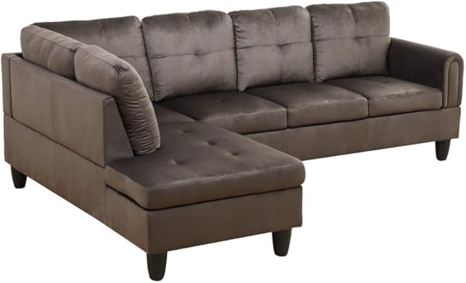 NicBex L Shaped Couch Sectional Couches for Living Room 2 Pieces Modern Sectional Sofa with Left Chaise Sectional Couch with Solid Frame for Living Room, Flannel, Dark Brown