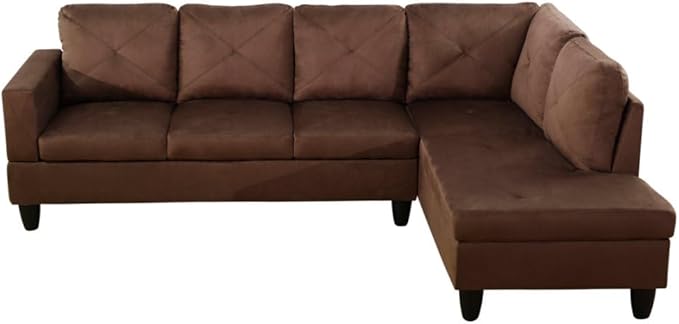 NicBex L Shaped Couch Sectional Couches for Living Room 2 Pieces Modern Sectional Sofa with Right Chaise Sectional Couch with Solid Frame for Living Room, Microfiber, Brown