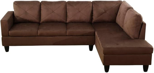 NicBex L Shaped Couch Sectional Couches for Living Room 2 Pieces Modern Sectional Sofa with Right Chaise Sectional Couch with Solid Frame for Living Room, Microfiber, Brown
