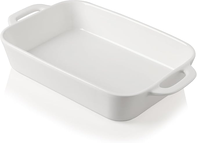 Sweejar Ceramic Bakeware Set, 9x13 Rectangular Baking Dish for Cooking, Kitchen, Cake Dinner, Banquet and Daily Use, Casserole Dishes for Oven Porcelain Baking Pans(White)