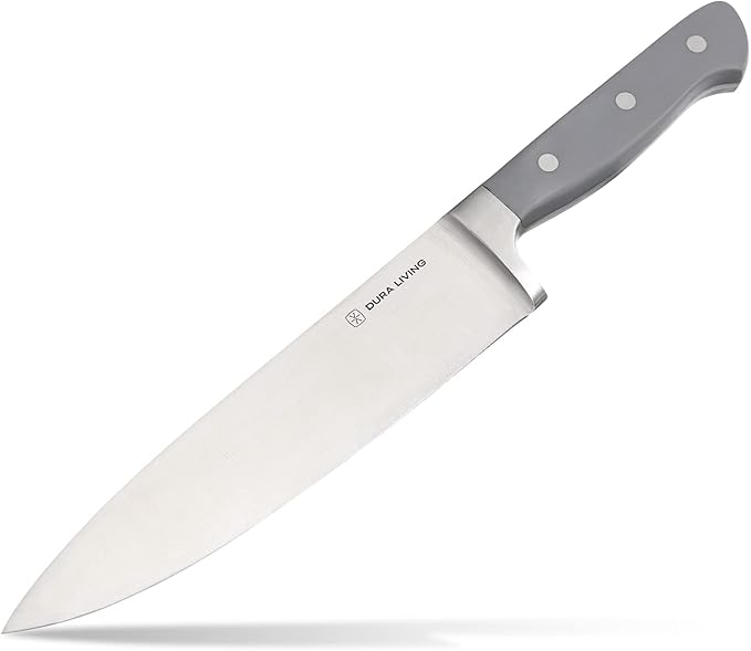 8 Inch Professional Chef Knife – High Carbon Stainless Steel, Razor-Sharp, Versatile Cooking & Cutting Kitchen Knife, Ergonomic Handle, Sleek Gray Design